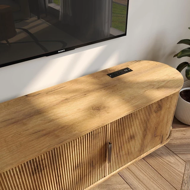 Alt view image 4 of 7 - 50 Fluted Entertainment Center for TVS Up to 55, Oak