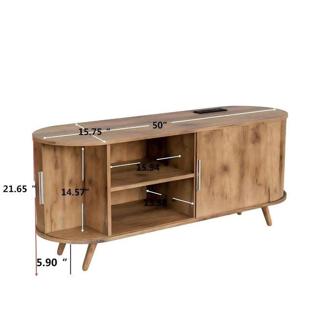 Alt view image 7 of 7 - 50 Fluted Entertainment Center for TVS Up to 55, Oak