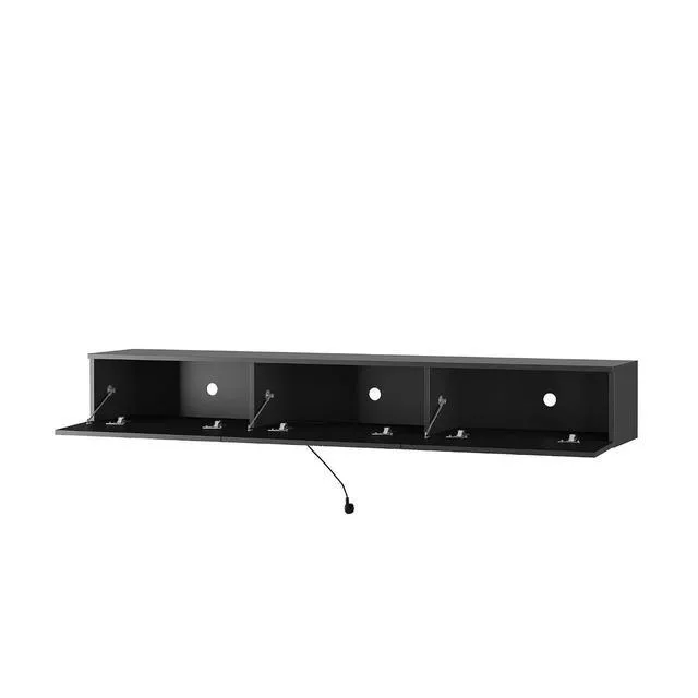 Alt view image 7 of 7 - 67Modern Wall Mount TV Stand for 55/60/65 TV, Minimalist Entertainment Center with 16 Color LEDs and Storage Cabinet for Bedroom, Living Room, Black