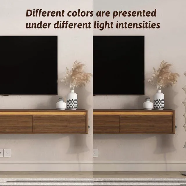 Alt view image 5 of 7 - Floating TV Media Console with Touch-Sensitive Led Light, Light Walnut