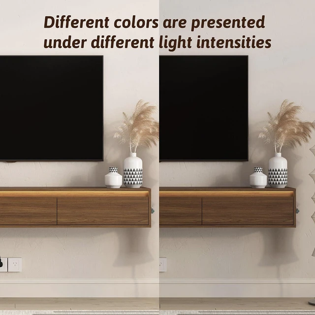 Alt view image 5 of 7 - Floating TV Media Console with Touch-Sensitive Led Light, Light Walnut