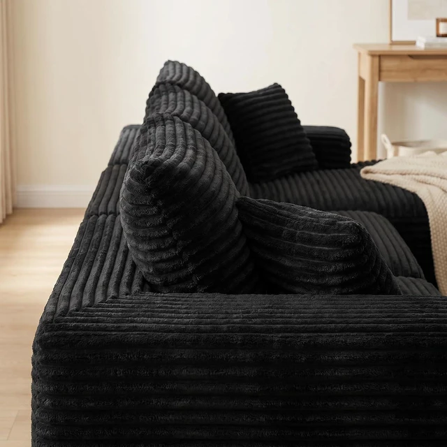 Alt view image 5 of 7 - 103.9" L-Shape Cloud Modular Sectional Sofa Couch with Chaise, Black