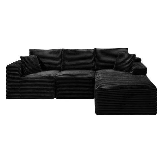 Alt view image 6 of 7 - 103.9" L-Shape Cloud Modular Sectional Sofa Couch with Chaise, Black
