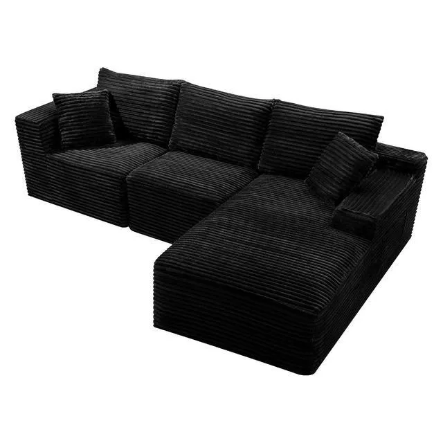 Alt view image 7 of 7 - 103.9" L-Shape Cloud Modular Sectional Sofa Couch with Chaise, Black