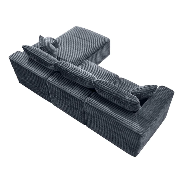 Alt view image 4 of 7 - 103.9" L-Shape Cloud Modular Sectional Sofa Couch with Chaise, Gray