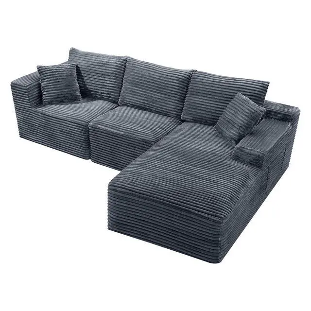 Alt view image 7 of 7 - 103.9" L-Shape Cloud Modular Sectional Sofa Couch with Chaise, Gray