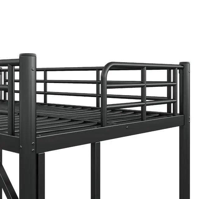 Alt view image 5 of 7 - Twin XL Size Loft Bed with Ladder and High Guardrail, Black