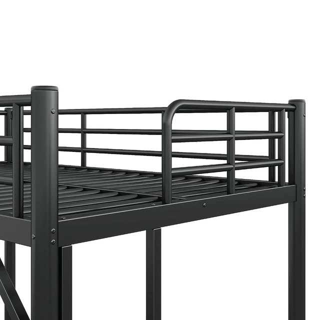 Alt view image 4 of 7 - Twin Size Loft Bed with Ladder and High Guardrail, Black