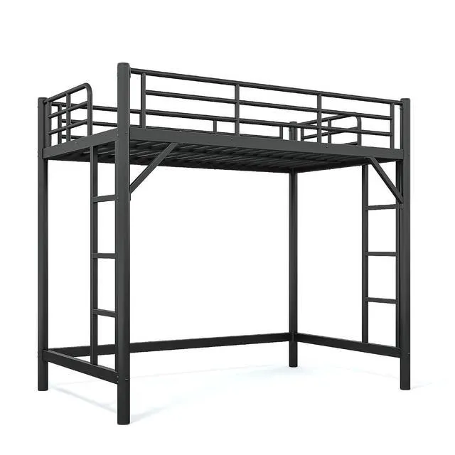 Alt view image 5 of 7 - Twin Size Loft Bed with Ladder and High Guardrail, Black