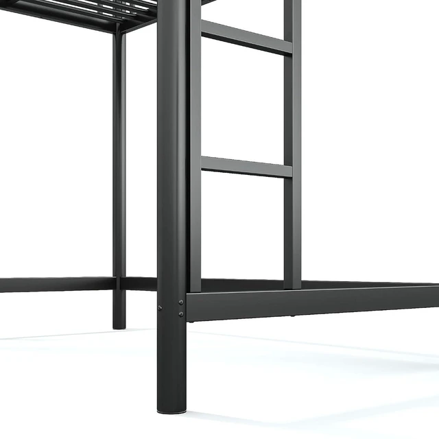 Alt view image 7 of 7 - Twin Size Loft Bed with Ladder and High Guardrail, Black