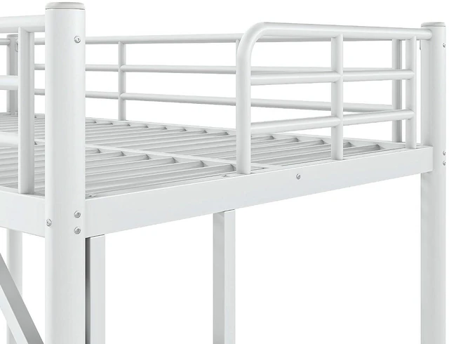 Alt view image 5 of 7 - Twin Size Loft Bed with Ladder and High Guardrail, White