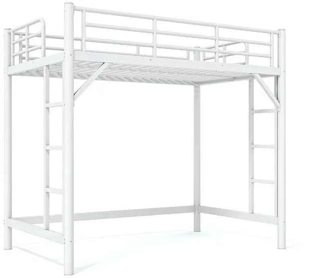 Alt view image 7 of 7 - Twin Size Loft Bed with Ladder and High Guardrail, White