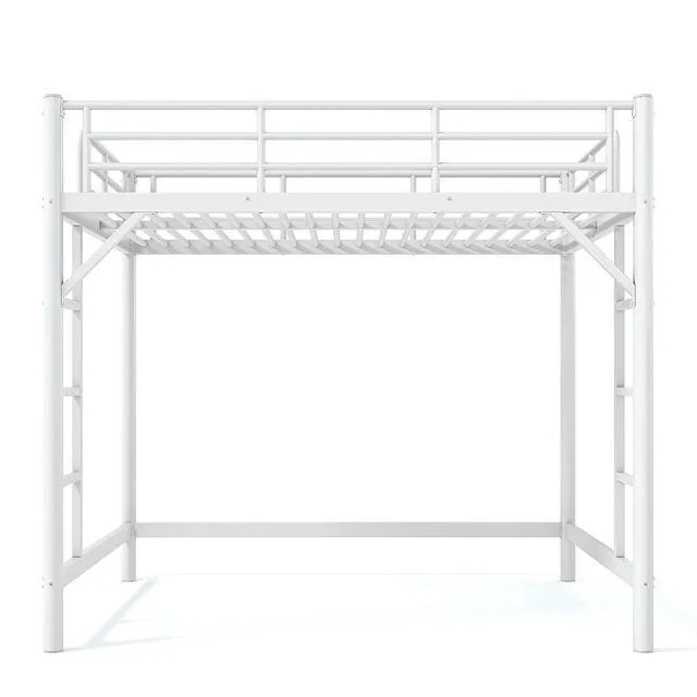 Alt view image 6 of 7 - Full Size Loft Bed with Ladder and High Guardrail, White