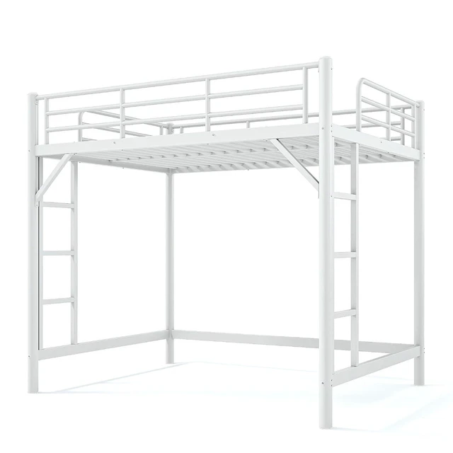 Alt view image 7 of 7 - Full Size Loft Bed with Ladder and High Guardrail, White