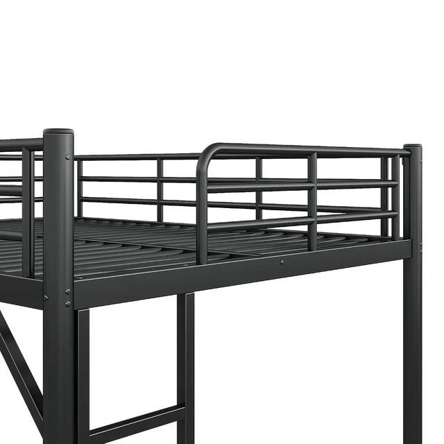Alt view image 7 of 7 - Full Size Loft Bed with Ladder and High Guardrail, Black