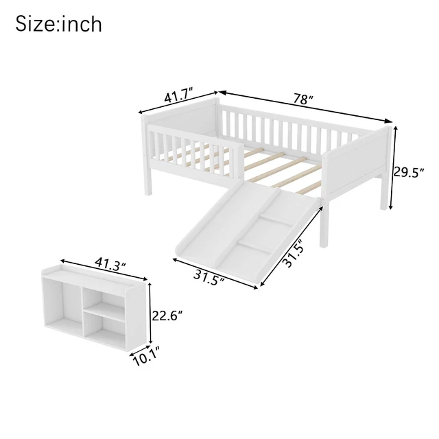 Alt view image 2 of 7 - Low Profile Twin Loft Bed for Kids, White