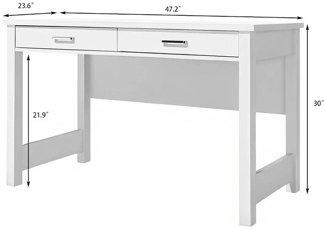 Alt view image 2 of 7 - Modern Desk with 2 Drawers, Glossy White