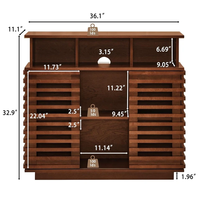 Alt view image 2 of 7 - Buffet Cabinet with Sliding Doors & Adjustable Shelf