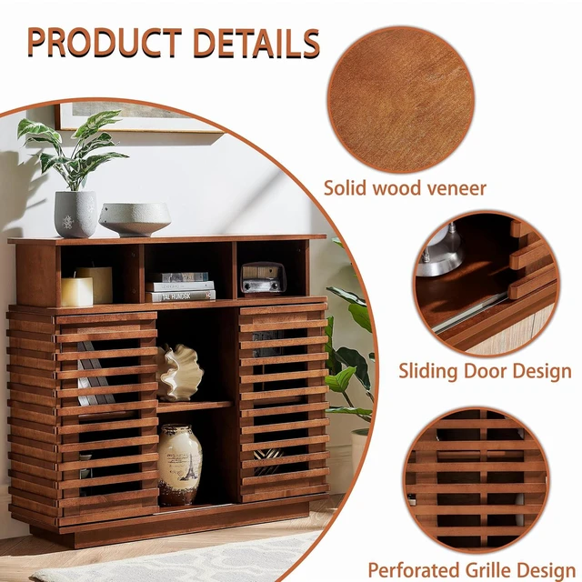 Alt view image 4 of 7 - Buffet Cabinet with Sliding Doors & Adjustable Shelf