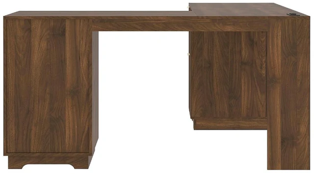 Alt view image 7 of 7 - 60 Inch L Shaped Computer Desk with USB Charging Ports and Storage Drawer Cabinets, Modern Wood Corner Writing Desk for Home Office Workstation, Dark Walnut