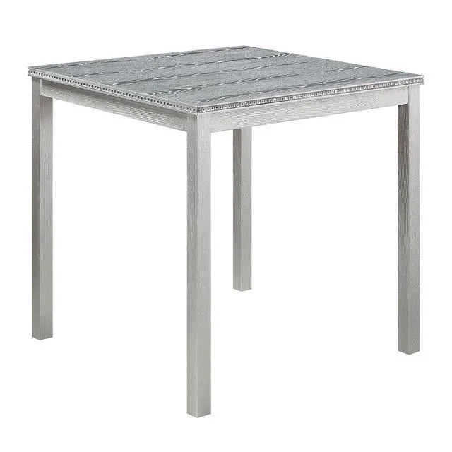 Alt view image 7 of 7 - Counter Height Dining Table Set with Chairs for 4, Wood 5 Piece Kitchen Table Set for Small Space, Square Table and Upholstered Chairs, Silver Grey, 34.5X34.5X36INCH