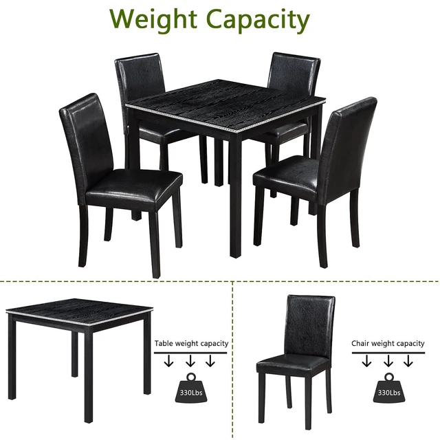 Alt view image 6 of 7 - Counter Height Dining Table Set with Chairs for 4, Wood 5 Piece Kitchen Table Set for Small Space, Square Table and Upholstered Chairs, Black, 34.5X34.5X30INCH