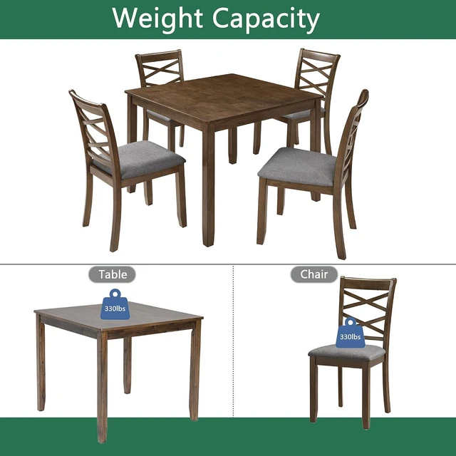 Alt view image 6 of 7 - Counter Height Dining Table Set with Chairs for 4, Wood 5 Piece Kitchen Table Set for Small Space, Square Table and Upholstered Chairs, Deep Walnut, 34.5X34.5X30INCH
