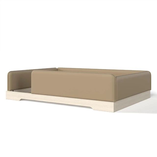 Alt view image 6 of 7 - Kids Upholstered Low Bed Frame with Removable Guardrails, Montessori Floor Bed & Kids Daybed for Boys Girls, Queen Size, Brown