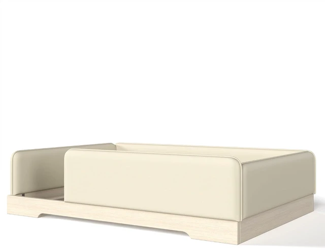 Alt view image 4 of 7 - Kids Upholstered Low Bed Frame with Removable Guardrails, Montessori Floor Bed & Kids Daybed for Boys Girls, Full Size, Beige