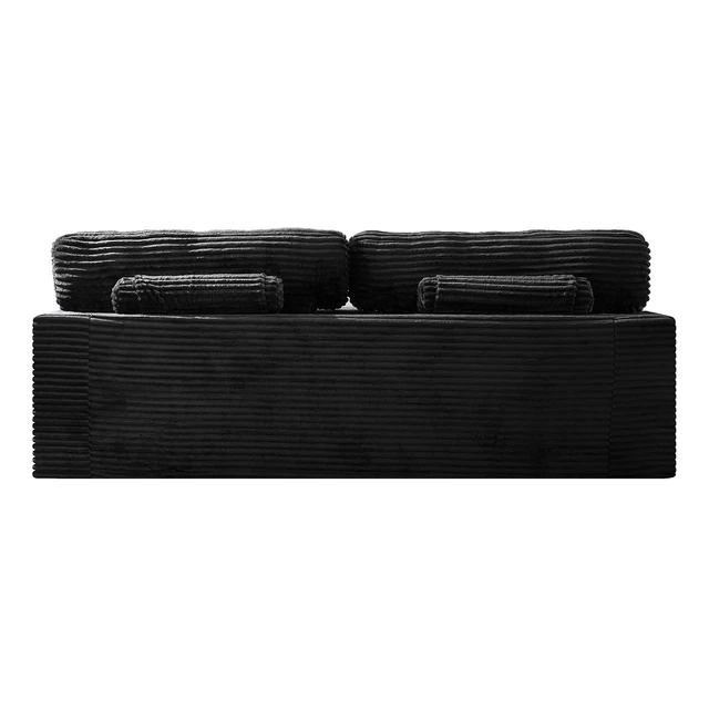 Alt view image 6 of 7 - 91.7" Loveseat Sofa with 2 Cup Holders and Side Pockets, Black