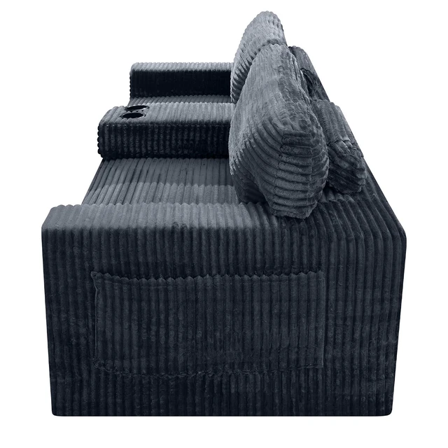 Alt view image 7 of 7 - 91.7" Loveseat Sofa with 2 Cup Holders and Side Pockets, Gray