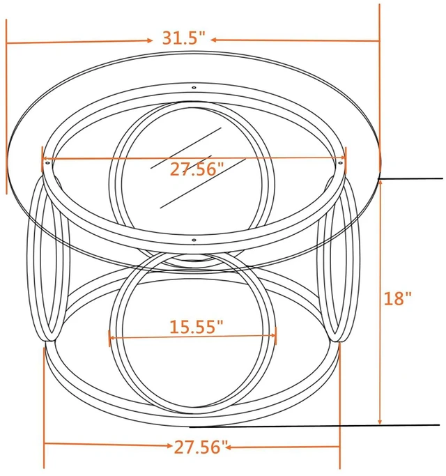 Alt view image 2 of 7 - 31.5" Round Glass Coffee Table with Circular Metal Frame, Contemporary Center Table for Living Room, Office and Lounge, Gold
