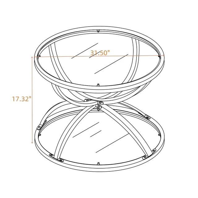 Alt view image 2 of 7 - 31.50'' Modern Center Table with Glass Top, 2 Tier Circle Coffee Table with Ring-Shaped Frames for Home Office, Living Room, Gold