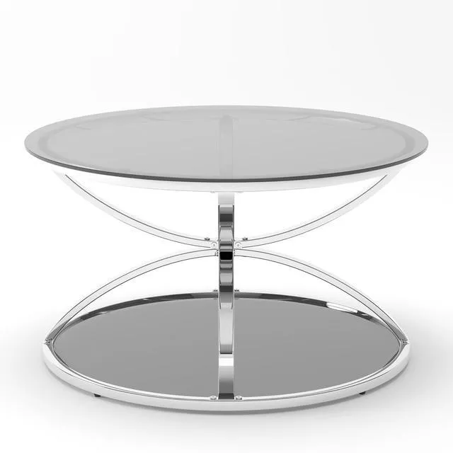 Alt view image 6 of 7 - 31.50'' Modern Center Table with Glass Top, 2 Tier Circle Coffee Table with Ring-Shaped Frames for Home Office, Living Room, Silver