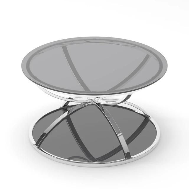 Alt view image 7 of 7 - 31.50'' Modern Center Table with Glass Top, 2 Tier Circle Coffee Table with Ring-Shaped Frames for Home Office, Living Room, Silver