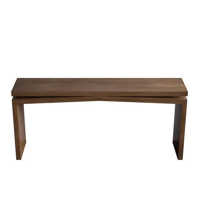 Alt view image 6 of 7 - 65" Rustic Solid Wood Veneer Long Console Table, Farmhouse Entryway Sofa Table Behind Couch with Split-Level Silhouette for Living Room, Hallway,Antique Rustic Brown