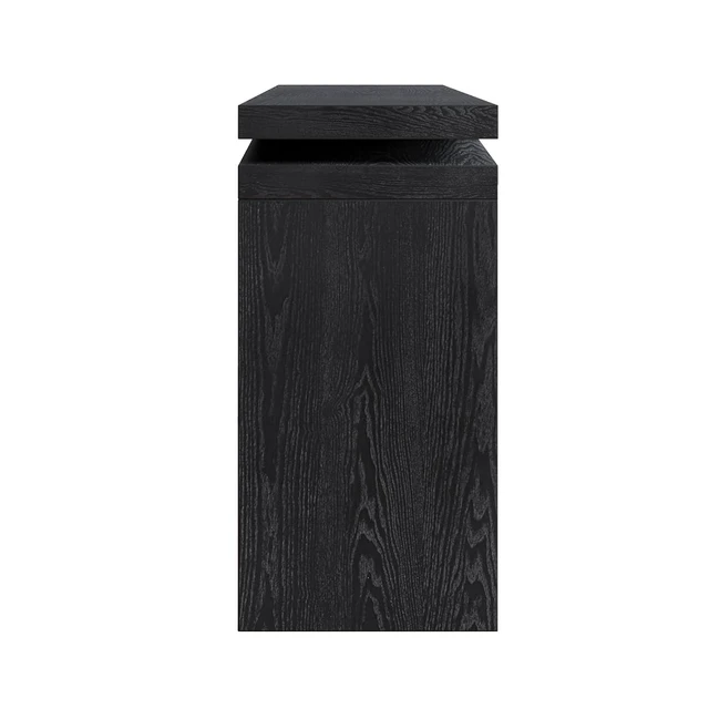 Alt view image 7 of 7 - 65" Rustic Solid Wood Veneer Long Console Table, Farmhouse Entryway Table Behind Couch with Split-Level Silhouette, Accent Sofa Table for Hallway, Living Room, Black