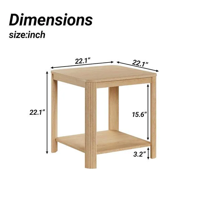 Alt view image 2 of 7 - End Table Set of 2, Small Coffee Table with Storage Shelf, 2 Tier Farmhouse Side Table for Home Office, Bed Room, Oak