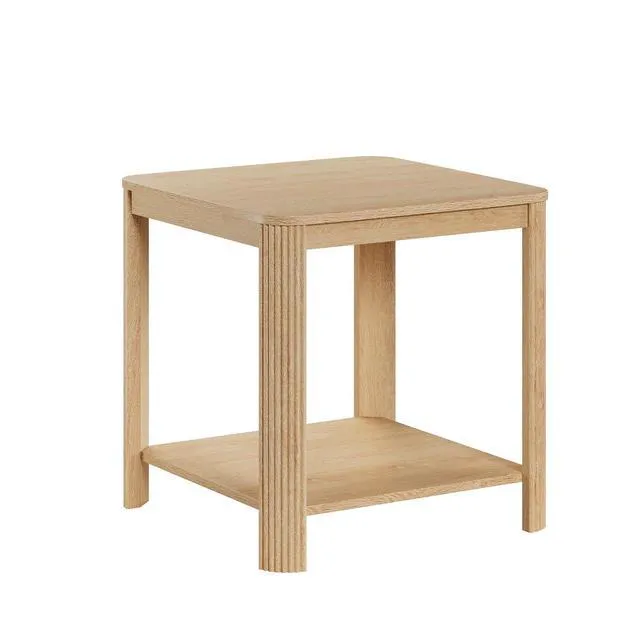 Alt view image 5 of 7 - End Table Set of 2, Small Coffee Table with Storage Shelf, 2 Tier Farmhouse Side Table for Home Office, Bed Room, Oak