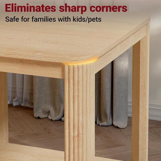 Alt view image 7 of 7 - End Table Set of 2, Small Coffee Table with Storage Shelf, 2 Tier Farmhouse Side Table for Home Office, Bed Room, Oak