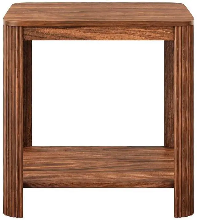 Alt view image 5 of 7 - Side Table Set of 2, Small Round End Table with 2-Tier Storage Shelf for Home Office, Bed Room, Walnut