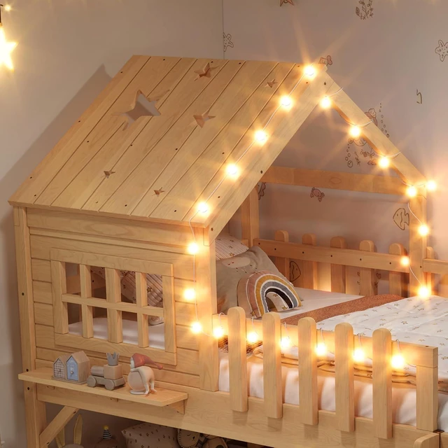 Alt view image 5 of 7 - Kids Low Loft Bed with Slide, Natural