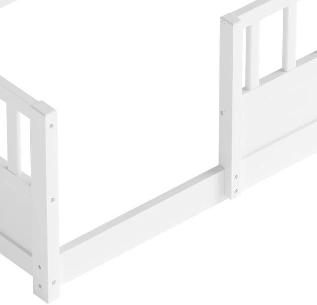 Alt view image 3 of 7 - Twin Size Kids Platform Bed with Bookcase Headboard and Storage Shelves, Montessori Floor Bed & Reading Nook Bed, Space Saving and No Box Spring Required, White