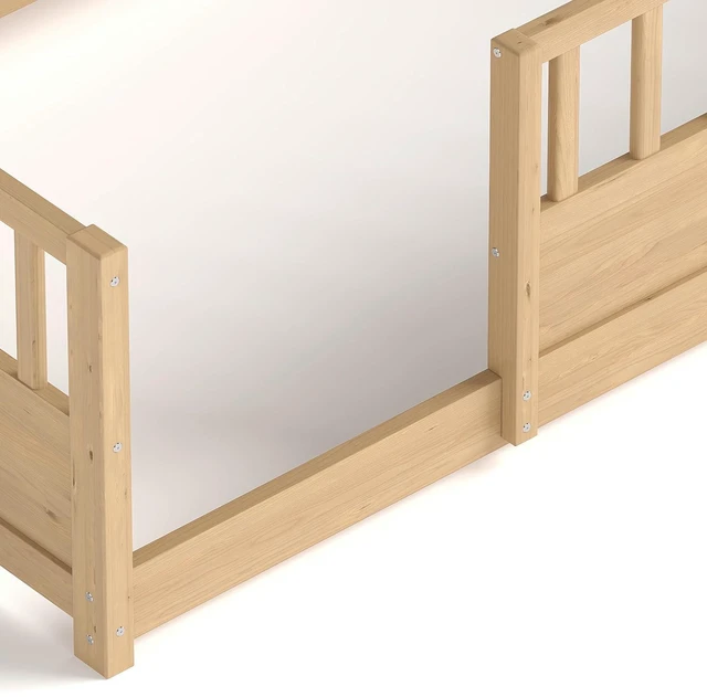 Alt view image 5 of 7 - Twin Size Kids Platform Bed with Bookcase Headboard and Storage Shelves, Montessori Floor Bed & Reading Nook Bed, Space Saving and No Box Spring Required, Natural