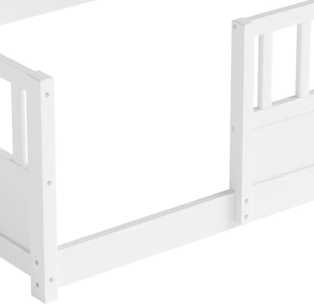 Alt view image 3 of 7 - Full Size Kids Platform Bed with Bookcase Headboard and Storage Shelves, Montessori Floor Bed & Reading Nook Bed, Space Saving and No Box Spring Required, White
