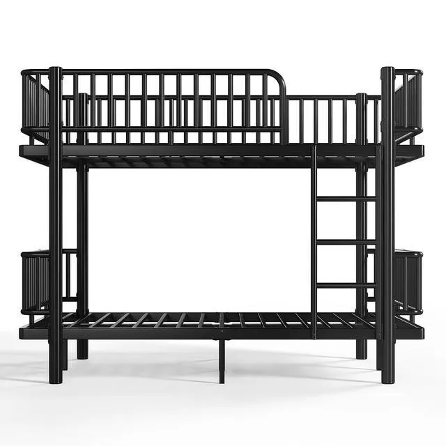 Alt view image 6 of 7 - Detachable Metal Bunk Bed with Round-Pipe Design, Black