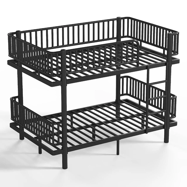 Alt view image 5 of 7 - Detachable Metal Bunk Bed with Round-Pipe Design, Black