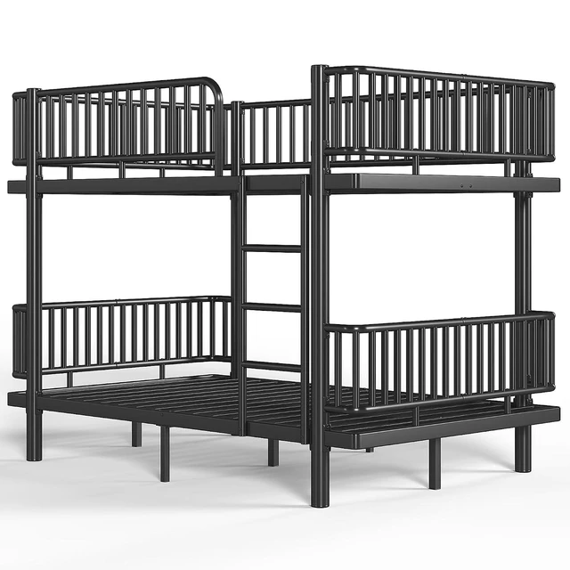 Alt view image 7 of 7 - Detachable Metal Bunk Bed with Round-Pipe Design, Black
