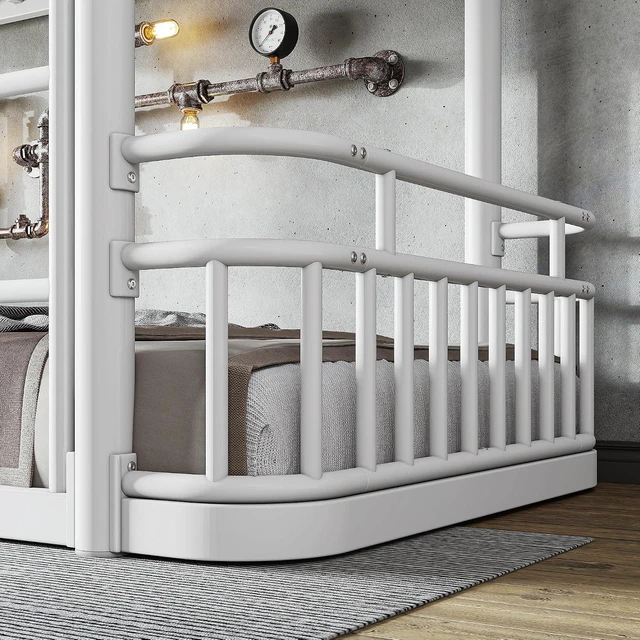 Alt view image 6 of 7 - Floor Twin XL Over Twin XL Bunk Bed with Anti-Slip Ladder, White