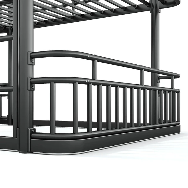 Alt view image 5 of 7 - Floor Queen Over Queen Bunk Bed with Anti-Slip Ladder, Black